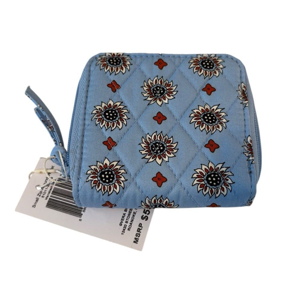 Vera Bradley Quilted Blue Wallet with Floral Design - Picture 1 of 6